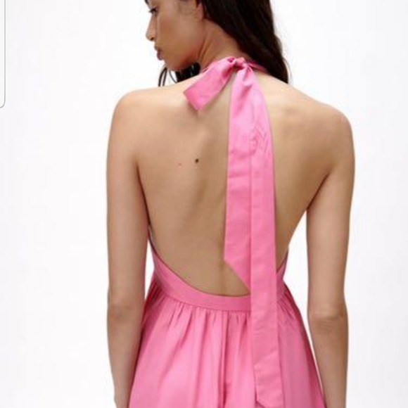 NWT Zara Pink Poplin Halter Neck Dress, Size M - Picture 10 of 13